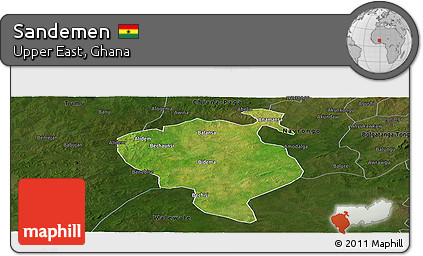 Satellite Panoramic Map of Sandemen, darken