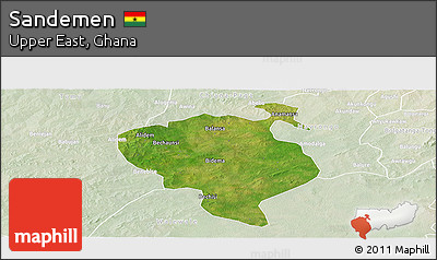 Satellite Panoramic Map of Sandemen, lighten
