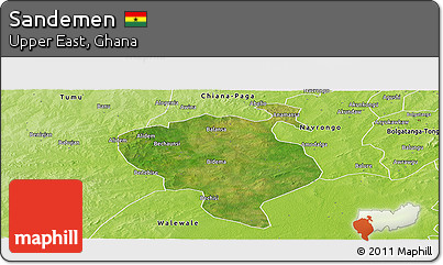 Satellite Panoramic Map of Sandemen, physical outside