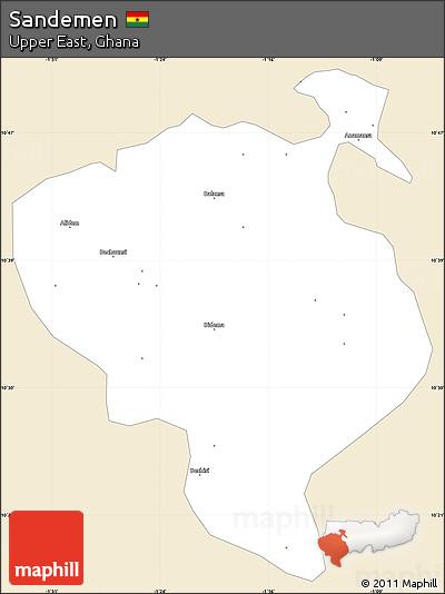 Classic Style Simple Map of Sandemen, single color outside
