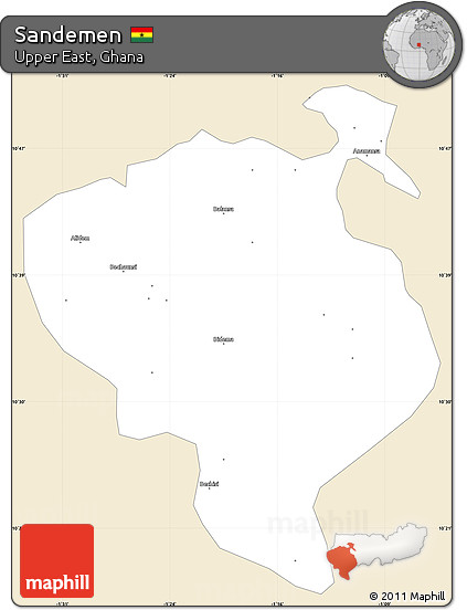 Classic Style Simple Map of Sandemen, single color outside