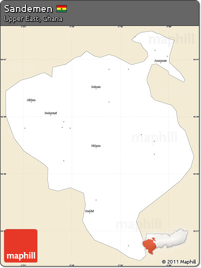 Classic Style Simple Map of Sandemen, single color outside