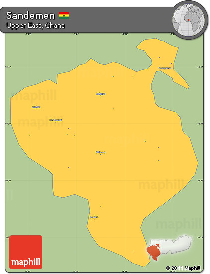 Savanna Style Simple Map of Sandemen, single color outside