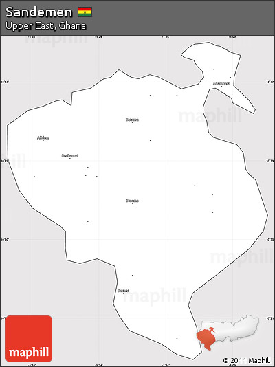 Silver Style Simple Map of Sandemen, cropped outside
