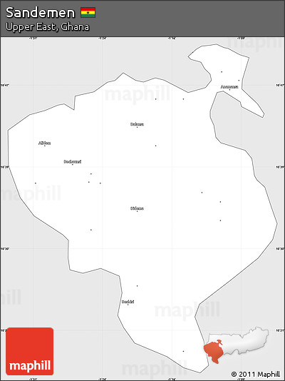 Silver Style Simple Map of Sandemen, single color outside