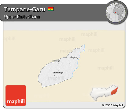 Classic Style 3D Map of Tempane-Garu, single color outside