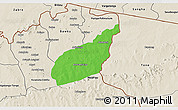 Political 3D Map of Tempane-Garu, shaded relief outside