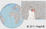 Gray Location Map of Tempane-Garu, highlighted country, highlighted parent region, hill shading