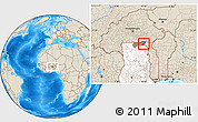 Shaded Relief Location Map of Tempane-Garu, highlighted country, highlighted parent region