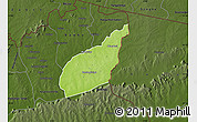 Physical Map of Tempane-Garu, darken