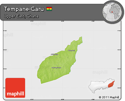 Physical Map of Tempane-Garu, single color outside