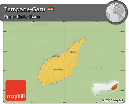 Savanna Style Map of Tempane-Garu, single color outside