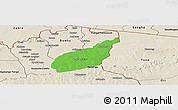 Political Panoramic Map of Tempane-Garu, shaded relief outside