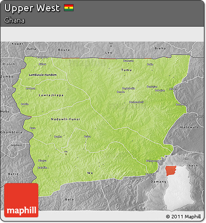 Physical 3D Map of Upper West, desaturated