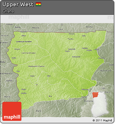 Physical 3D Map of Upper West, semi-desaturated