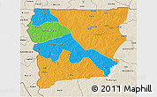 Political 3D Map of Upper West, shaded relief outside
