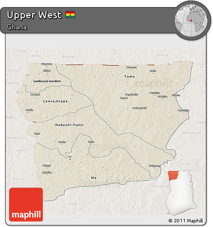 Shaded Relief 3D Map of Upper West, lighten