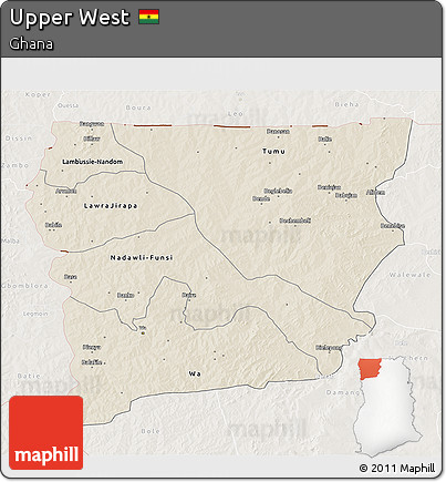 Shaded Relief 3D Map of Upper West, lighten