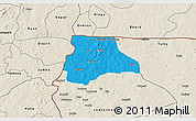Political 3D Map of Lambussie-Nandom, shaded relief outside