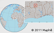 Gray Location Map of Lambussie-Nandom, within the entire country