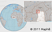 Gray Location Map of Lambussie-Nandom, highlighted country, hill shading