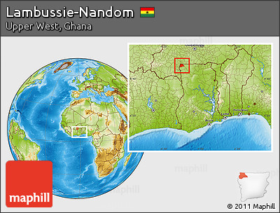 Physical Location Map of Lambussie-Nandom, within the entire country