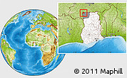 Physical Location Map of Lambussie-Nandom, highlighted country, highlighted parent region, within the entire country