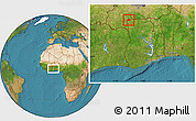 Satellite Location Map of Lambussie-Nandom, within the entire country