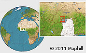 Satellite Location Map of Lambussie-Nandom, highlighted country, highlighted parent region