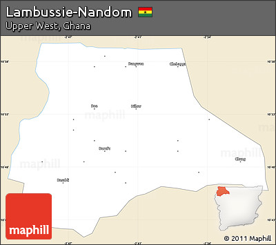 Classic Style Simple Map of Lambussie-Nandom, single color outside