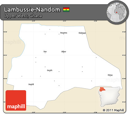 Classic Style Simple Map of Lambussie-Nandom, single color outside