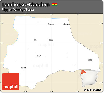 Classic Style Simple Map of Lambussie-Nandom, single color outside