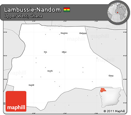 Silver Style Simple Map of Lambussie-Nandom
