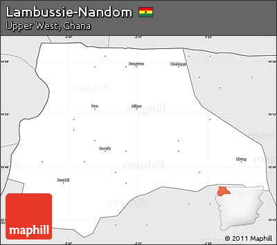 Silver Style Simple Map of Lambussie-Nandom