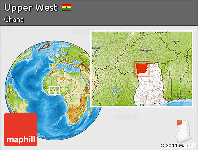 Physical Location Map of Upper West, highlighted country