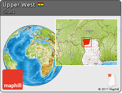Physical Location Map of Upper West, highlighted country