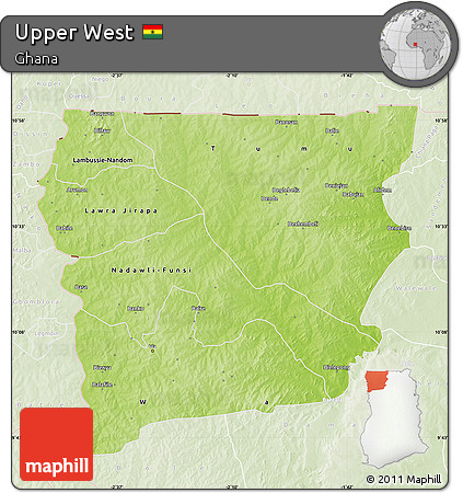 Physical Map of Upper West, lighten