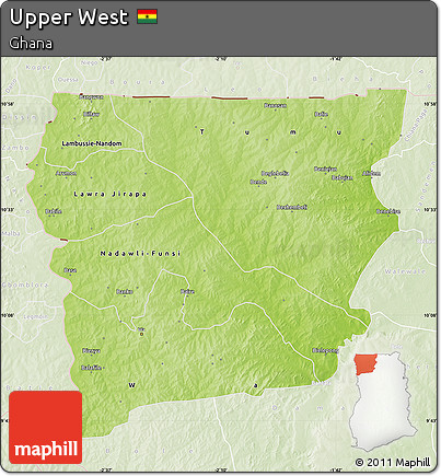 Physical Map of Upper West, lighten