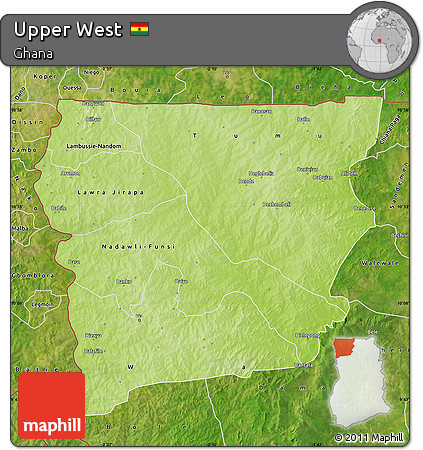 Physical Map of Upper West, satellite outside