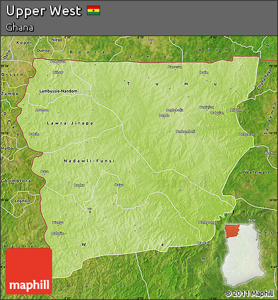 Physical Map of Upper West, satellite outside