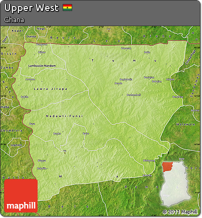 Physical Map of Upper West, satellite outside