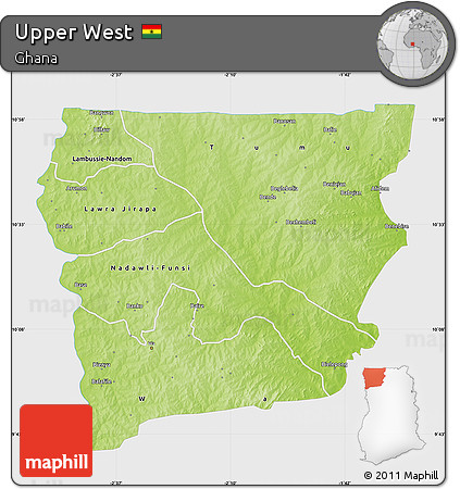 Physical Map of Upper West, single color outside