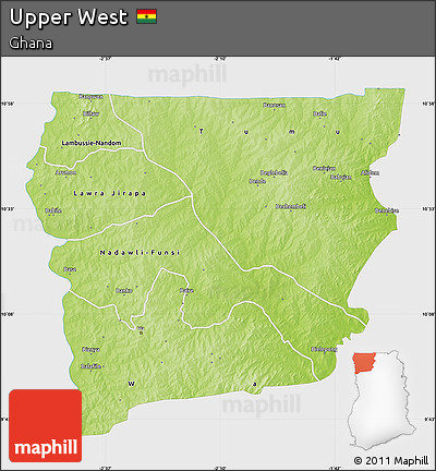 Physical Map of Upper West, single color outside