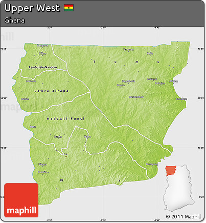 Physical Map of Upper West, single color outside