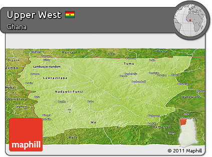 Physical Panoramic Map of Upper West, satellite outside