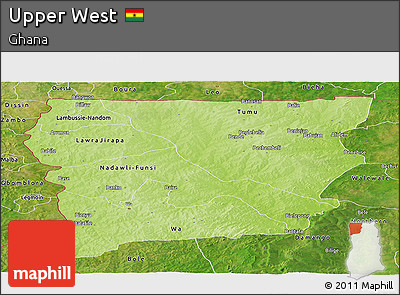 Physical Panoramic Map of Upper West, satellite outside