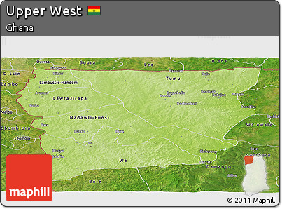 Physical Panoramic Map of Upper West, satellite outside