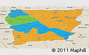 Political Panoramic Map of Upper West, shaded relief outside