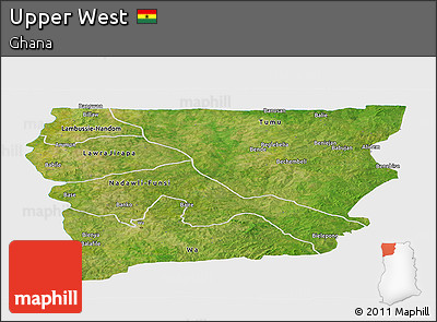 Satellite Panoramic Map of Upper West, single color outside
