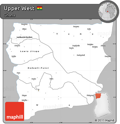 Gray Simple Map of Upper West, single color outside